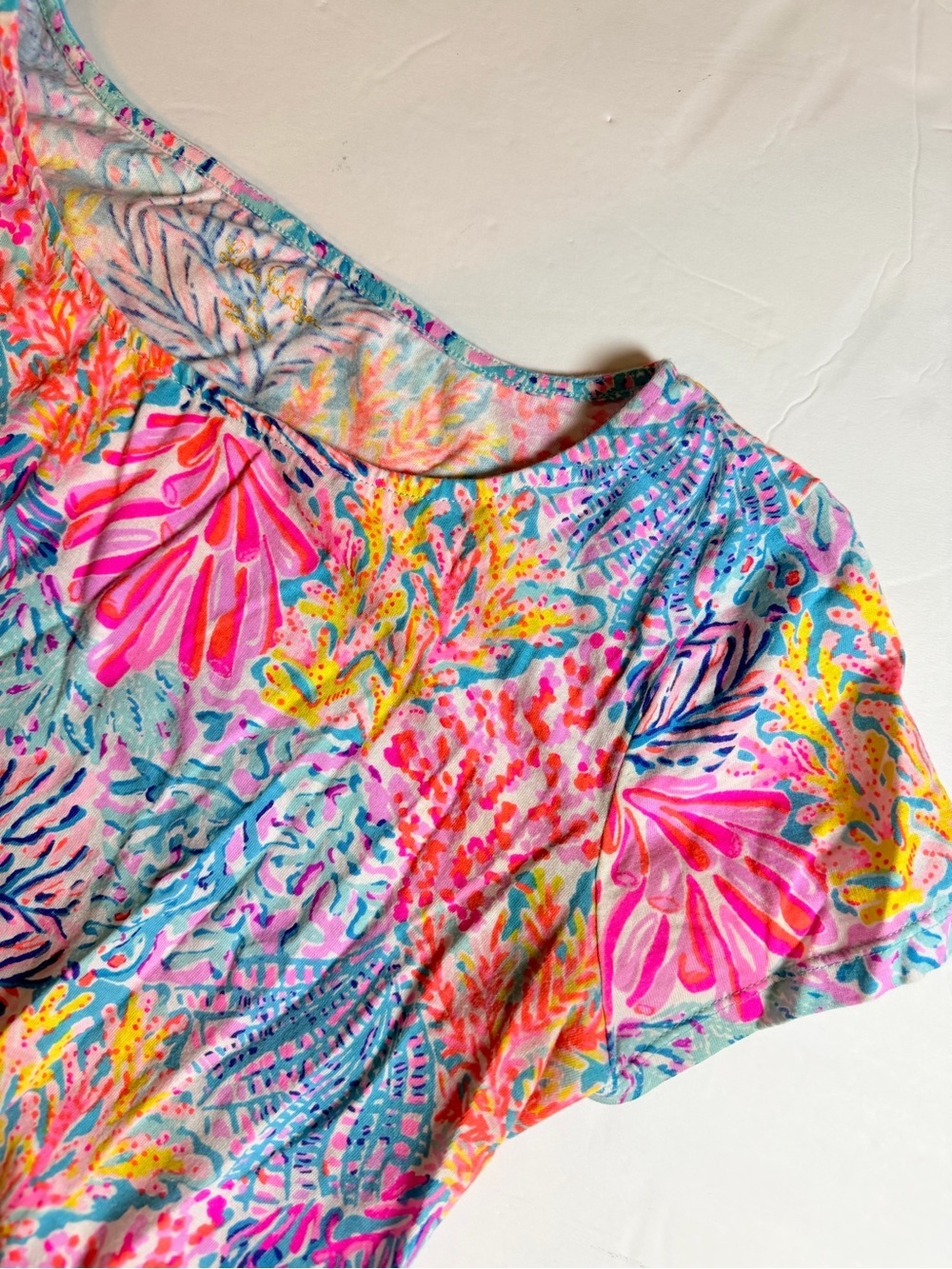 Lilly Pulitzer Geanna Short Sleeve Tiered Swing Dress Size Medium Short Mini